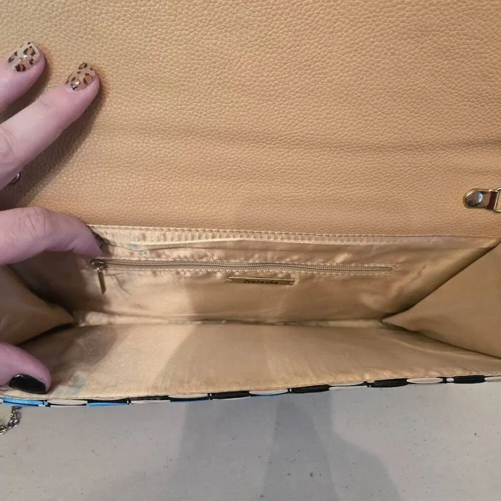 NWT Natasha Couture Woven Straw Clutch with chain Handle Nordstrom